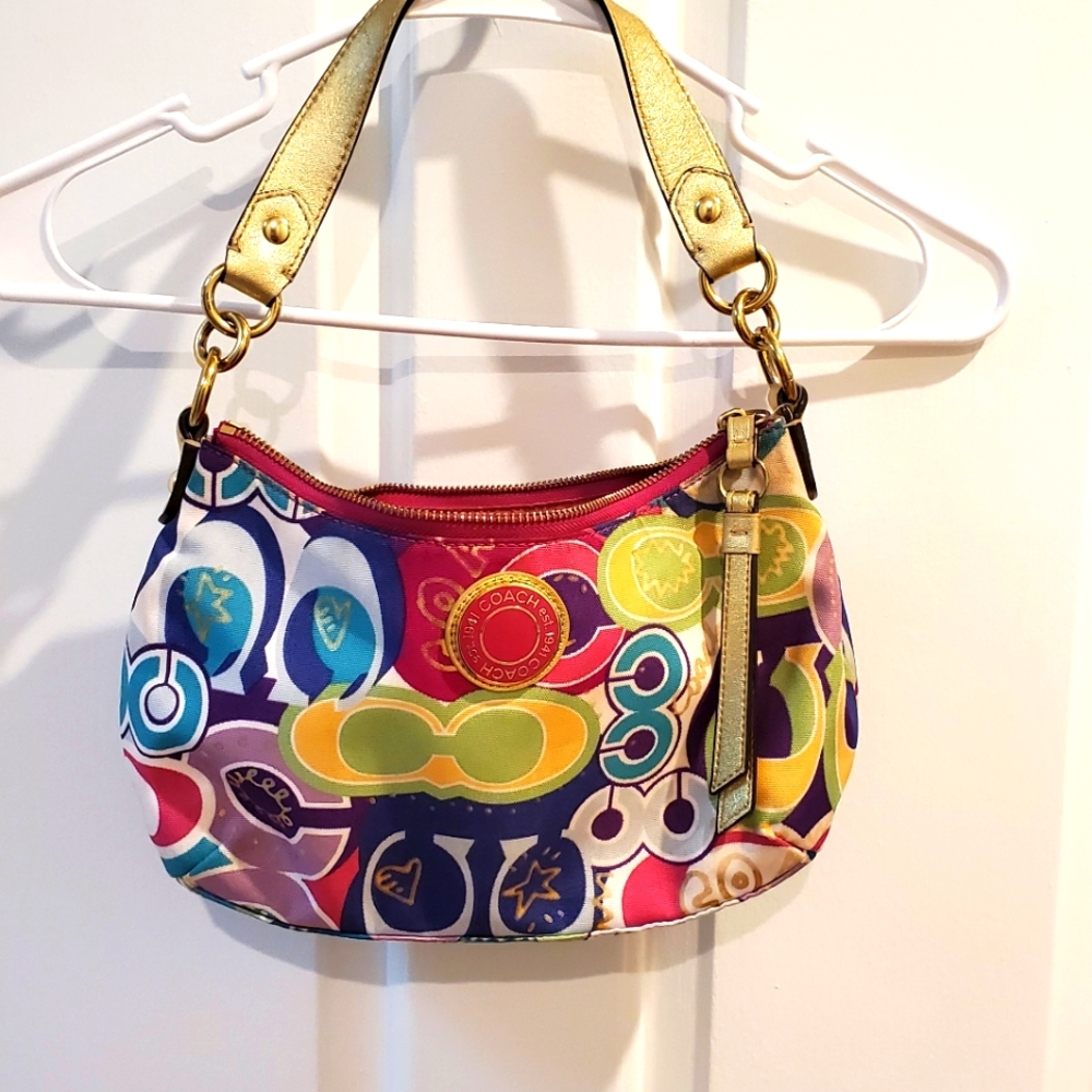 2011 coach shoulder purse metallic gold edition
